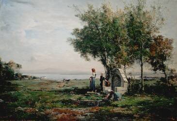 Women at the fountain (Emmanuel Lansyer) - Muzeo.com