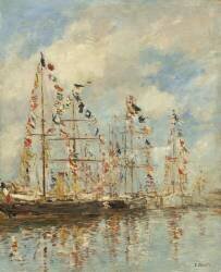 Yacht Basin at Trouville-Deauville (Eugène Boudin) - Muzeo.com
