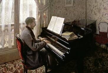 Young Man Playing the Piano (Gustave Caillebotte) - Muzeo.com