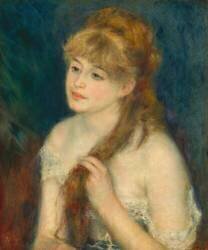 Young Woman Braiding her Hair (Auguste Renoir) - Muzeo.com