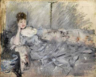 Young woman in grey lying down (Berthe Morisot) - Muzeo.com