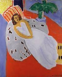 Young Woman in White, Red Background (Henri Matisse) - Muzeo.com