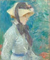 Young Woman with a Straw Hat (Berthe Morisot) - Muzeo.com