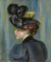 Young Woman with Black Hat (Auguste Renoir) - Muzeo.com