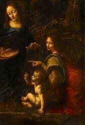 Détail de La Vierge, l'Enfant Jésus, saint Jean-Baptiste et un ange, dite la Vierge aux rochers (Leonardo da Vinci) - Muzeo.com