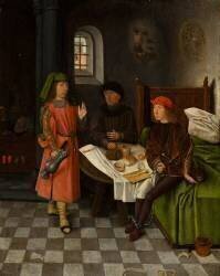 Joseph Explaining the Dreams of the Baker and the Cupbearer (Jan Mostaert) - Muzeo.com