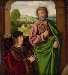 Pierre II, sire de Beaujeu, duc de Bourbon (1439-1503), présenté par saint Pierre (Jean Hey) - Muzeo.com