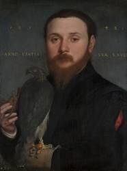 Portrait of a Nobleman with a Hawk (Hans Holbein the Younger) - Muzeo.com