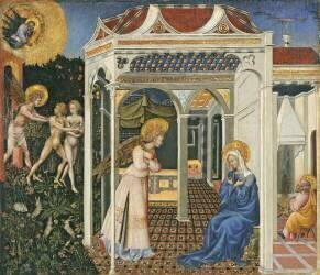 The Annunciation and Expulsion from Paradise (Giovanni di Paolo) - Muzeo.com