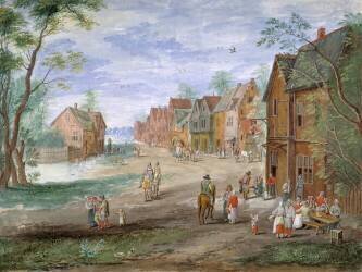 The plein at Gouda in winter (Jan Brueghel the Elder) - Muzeo.com