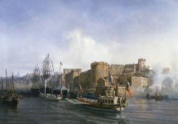 Le navire de l'empereur entre dans le port de Brest, 11 aout 1858 (Auguste-Etienne-François...) - Muzeo.com