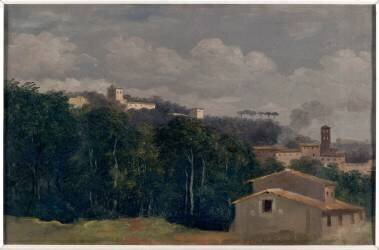 A la villa Farnèse : les maisons parmi les arbres (Pierre Henri de Valenciennes) - Muzeo.com