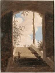A la villa Farnèse : l'escalier (Pierre Henri de Valenciennes) - Muzeo.com