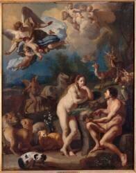Adam et Eve épiés par Satan (Francesco Solimena) - Muzeo.com