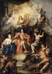Allégorie à la gloire de Louis XIV (allusion à la Trève de Ratisbonne signée le 15 août 1684) (Antoine Coypel) - Muzeo.com