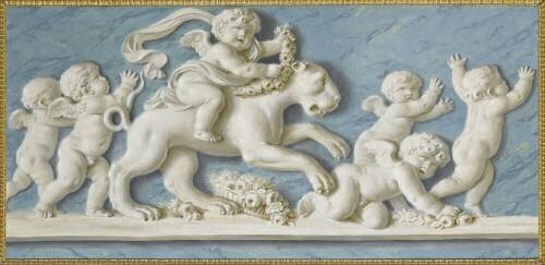 Amours et attributs avec une lionne au centre (Piat Sauvage) - Muzeo.com