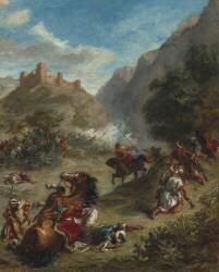 Arabes en escarmouche dans les montagnes (Eugène Delacroix) - Muzeo.com