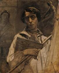 Autoportrait de l'artiste tenant une palette (Théodore Chasseriau) - Muzeo.com