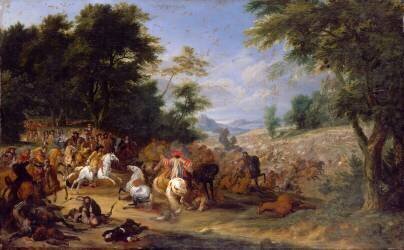 Bataille à l'entrée d'une forêt (Adam Frans van der Meulen) - Muzeo.com