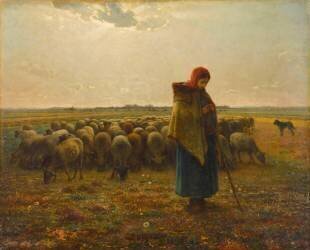Bergère avec son troupeau (Jean-François Millet) - Muzeo.com