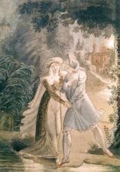 Blanca et Abon Hamet dans les jardins de l'Alhambra (Ecole Française) - Muzeo.com