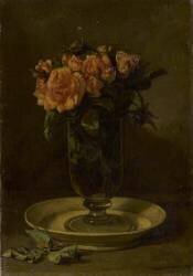 Bouquet de roses dans un verre (Thomas Couture) - Muzeo.com