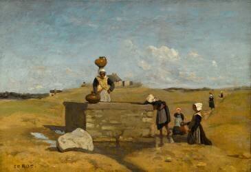 Bretonnes à la fontaine. Bourg de Batz (Loire-Atlantique) (Jean-Baptiste Camille Corot) - Muzeo.com