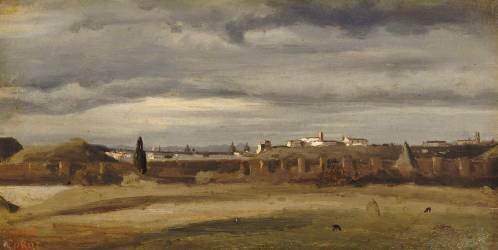 Campagne romaine. Le Monte Testaccio. (Jean-Baptiste Camille Corot) - Muzeo.com