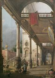 Capriccio avec colonnade et cour intérieure (Canaletto) - Muzeo.com