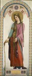 Carton pour les Vitraux de la chapelle Saint Louis à Dreux : Sainte Bathilde de Chelles (Jean-Auguste-Dominique Ingres) - Muzeo.com