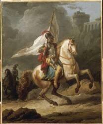Cavalier en armure tenant un drapeau (Carle Vernet) - Muzeo.com