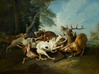 Cerf aux abois (Alexandre-François Desportes) - Muzeo.com