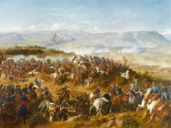 Charge des chasseurs d'Afrique commandés par le général d'Allonville à la bataille de Balaklava (Henri Félix Emmanuel...) - Muzeo.com