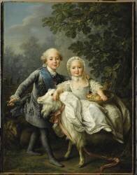 Charles-Philippe de France, comte d'Artois et sa soeur madame Clotilde (François-Hubert Drouais) - Muzeo.com