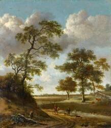 Chemin débouchant sur une plaine, avec un fauconnier (Jan Wijnants) - Muzeo.com