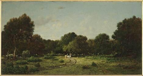 Clairière dans la Haute Futaie : forêt de Fontainebleau,dit La charrette (Théodore Rousseau) - Muzeo.com