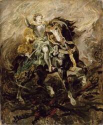 Clorinde intervenant pour sauver Olinde et Sophronie (Eugène Delacroix) - Muzeo.com