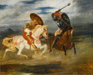 Combat de chevaliers dans la campagne (Eugène Delacroix) - Muzeo.com