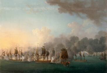 Combat naval à la hauteur de Louisbourg (île du Cap-Breton au Canada) (Auguste-Louis de Rossel) - Muzeo.com