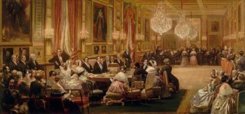 Concert donné dans la galerie des Guise au château d'Eu, le 4 septembre 1843 (Eugène Lami) - Muzeo.com