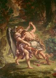 Détail de Jacob luttant avec l'Ange (Eugène Delacroix) - Muzeo.com