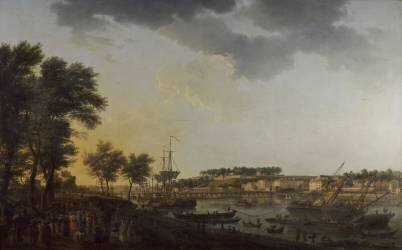 Deuxième vue du port de Bayonne prise de l'Allée de Boufflers, prés de la porte mousserole (Joseph Vernet) - Muzeo.com