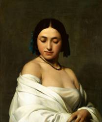 Etude florentine ou jeune fille en buste les yeux baissés (Hippolyte Flandrin) - Muzeo.com