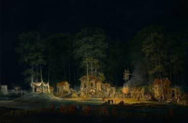 Fête de nuit dans un parc en 1785 (Claude-Louis Châtelet) - Muzeo.com