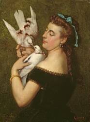 Femme avec des pigeons (Gustave Courbet) - Muzeo.com