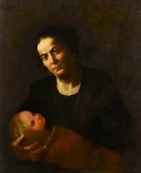 Femme tenant un enfant (Luca Giordano) - Muzeo.com
