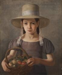 Fille avec des fruits dans un panier (Constantin Hansen) - Muzeo.com
