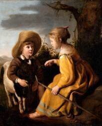 Garçon à la chèvre et jeune bergère (Albert Cuyp) - Muzeo.com