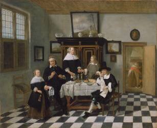 Groupe familial à table (Quiringh Gerritsz van...) - Muzeo.com