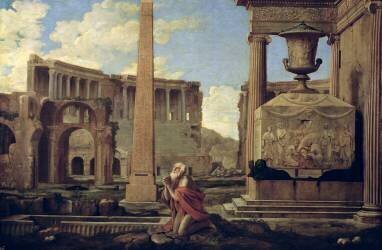 Hermite parmi les ruines (Nicolas Poussin) - Muzeo.com